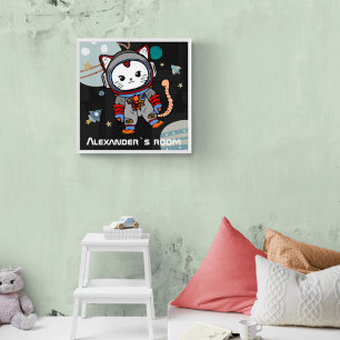 Astronaut Cat Personalized Poster