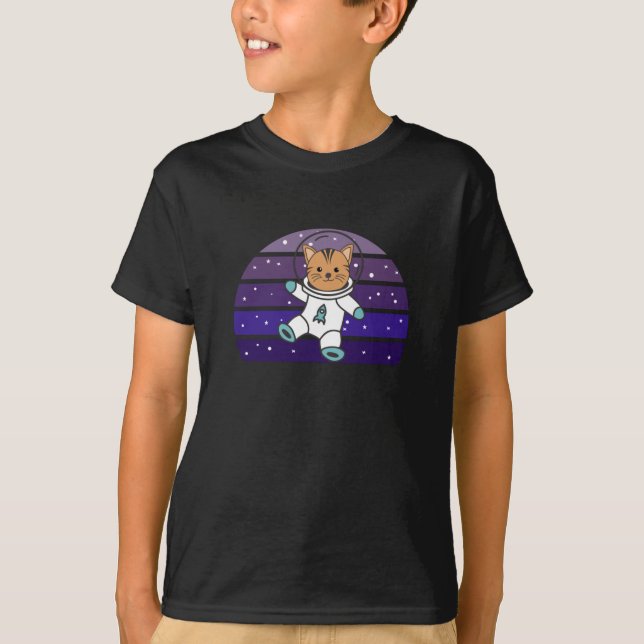 Astronaut Cat Planet Earth Mars Space T-Shirt (Front)