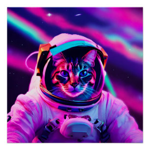 astronaut cat poster