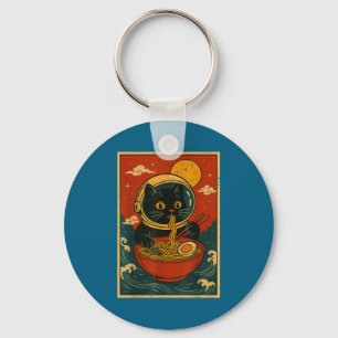 Astronaut Cat Ramen Japanese Graphic Tees Men Wome Keychain