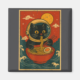 Astronaut Cat Ramen Japanese Graphic Tees Men Wome Magnet