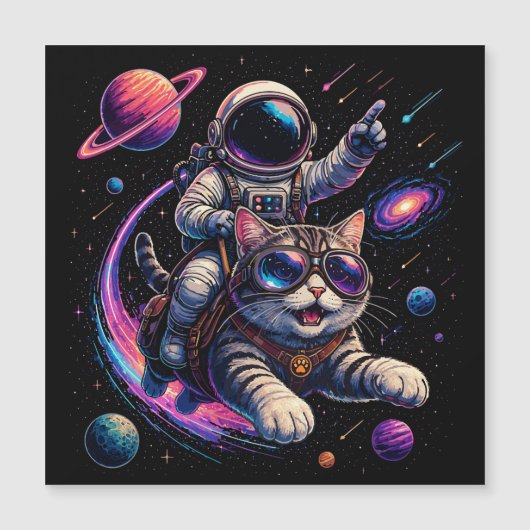 Astronaut cat riding through space (Front)