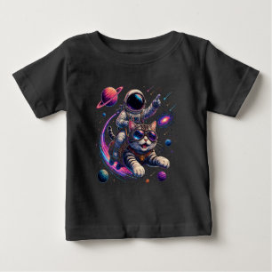 Astronaut cat riding through space baby T-Shirt