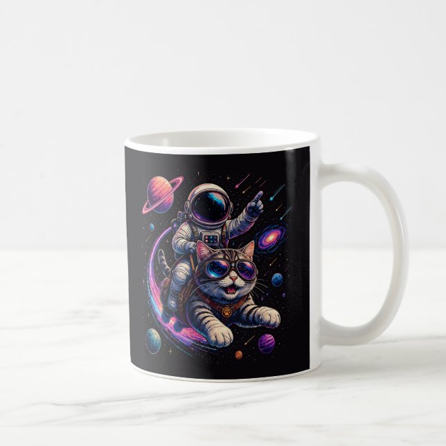 Astronaut cat riding through space coffee mug (Right)