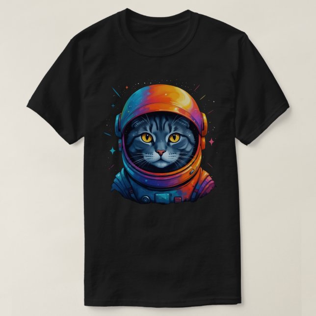 Astronaut Cat Space Funny Cat Lover T-Shirt (Design Front)