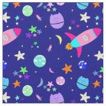 astronaut cat spaceship galaxy fabric
