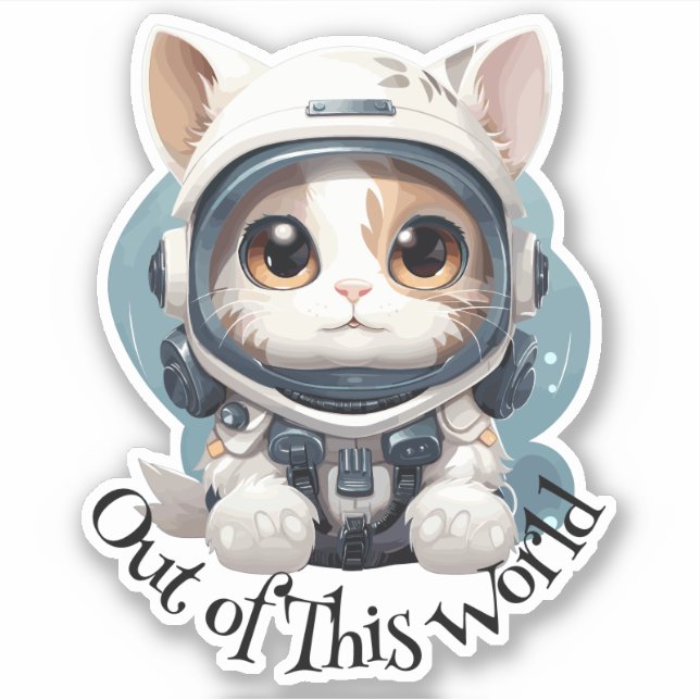 Astronaut Cat Sticker - "Out of This World" (Front)