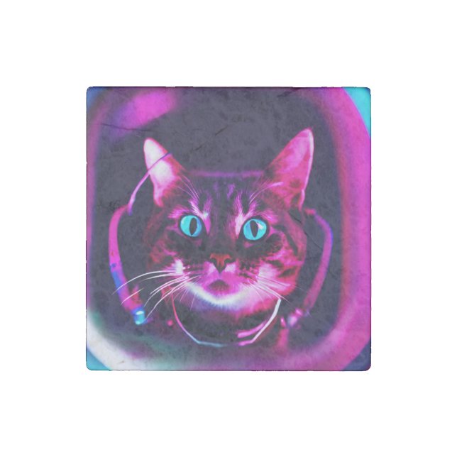 astronaut cat stone magnet (Front)