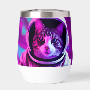 astronaut cat thermal wine tumbler