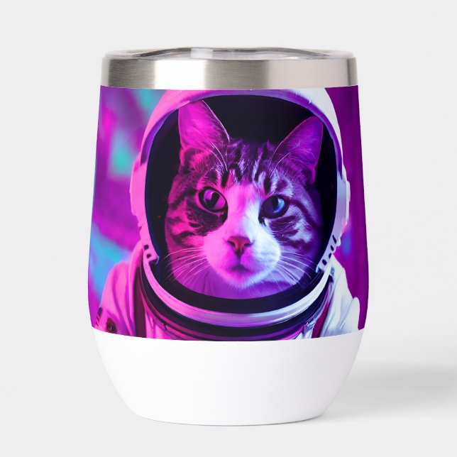 astronaut cat thermal wine tumbler (Back)