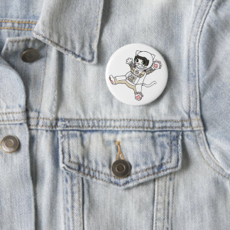 Astronaut Cat (White) Can Badge Button
