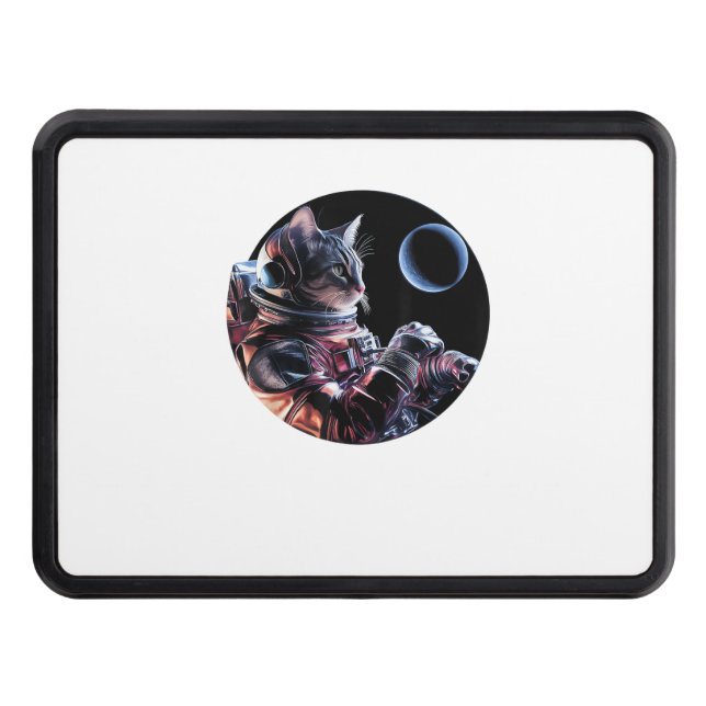 Astronaut Cat with Planet  Hitch Cover (Front)
