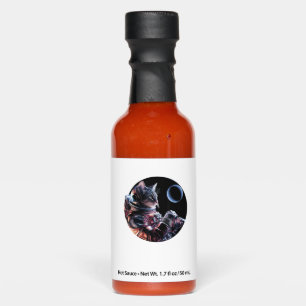 Astronaut Cat with Planet Hot Sauces