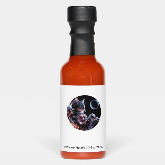 Astronaut Cat with Planet  Hot Sauces (Front)