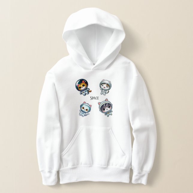 Astronaut Cats in Space With Friends  Hoodie (Laydown)