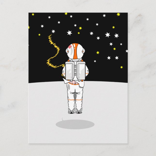 Astronaut Caught Short Weeing in Space Postcard (Front)