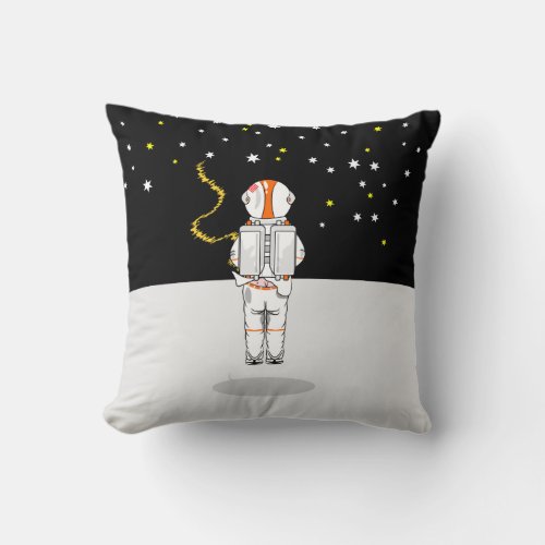 Astronaut Caught Short Weeing in Space Throw Pillow