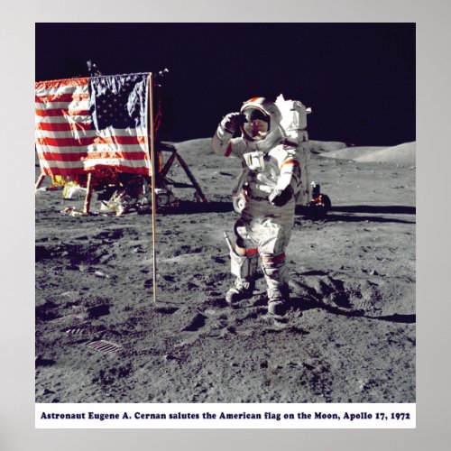 Astronaut Cernan on the Moon Apollo 17 1972 Poster