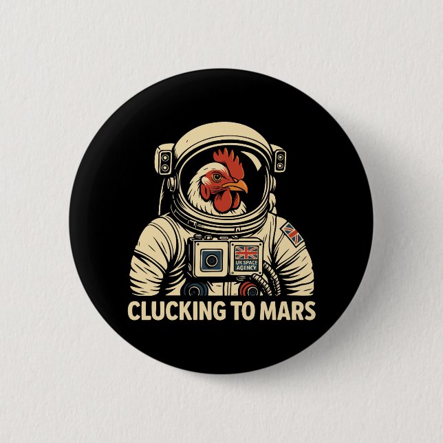 Astronaut Chicken Space Voyage Button (Front)