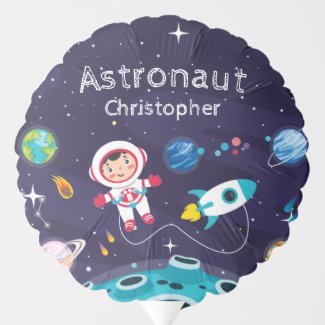  Astronaut Child On The Moon, Monogrammed Name Balloon