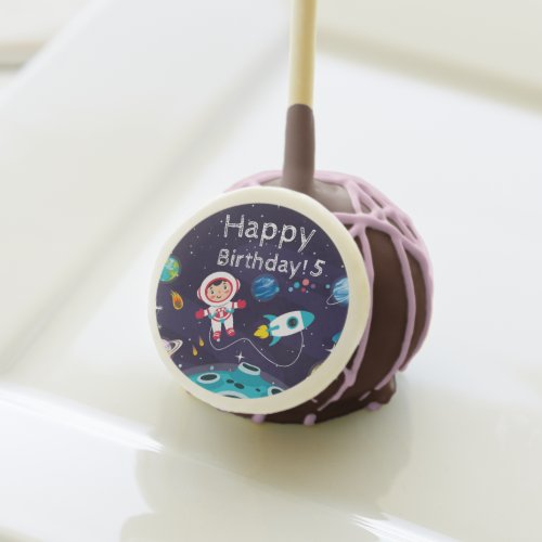 Astronaut child on the moon monogrammed name cake pops