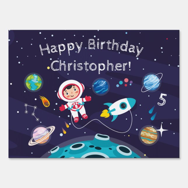   Astronaut child on the moon, monogrammed name Sign (Front)