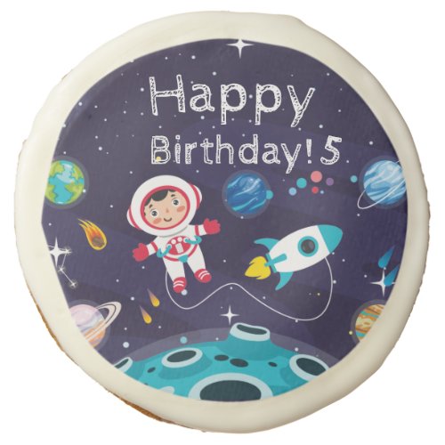  Astronaut child on the moon monogrammed name Sugar Cookie