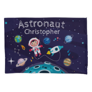 Astronaut child on the moon monogrammed name Thro Pillow Case