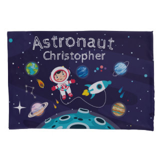 Astronaut child on the moon monogrammed name Thro Pillow Case
