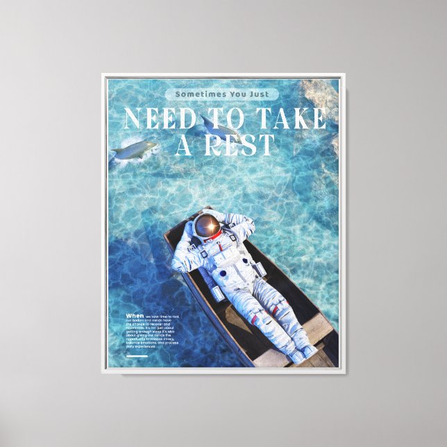 Astronaut Chill'in Design Art Canvas Print (Front)