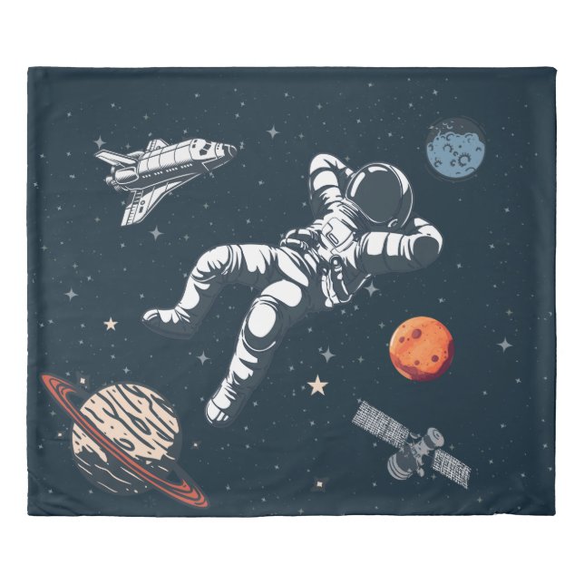 ASTRONAUT CHILLING IN SPACE DUVET COVER (Front)
