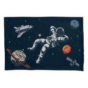 astronaut chilling in space pillow case
