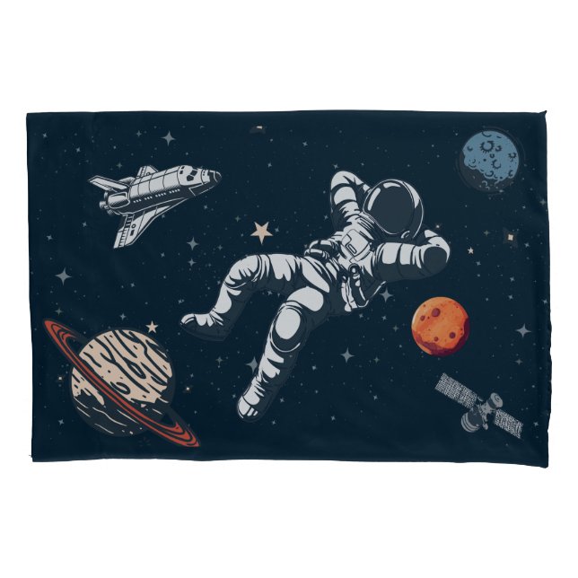 astronaut chilling in space pillow case (Front-Left)