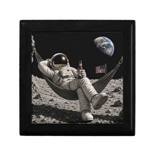 Astronaut Chilling with Beer on the Moon Gift Box