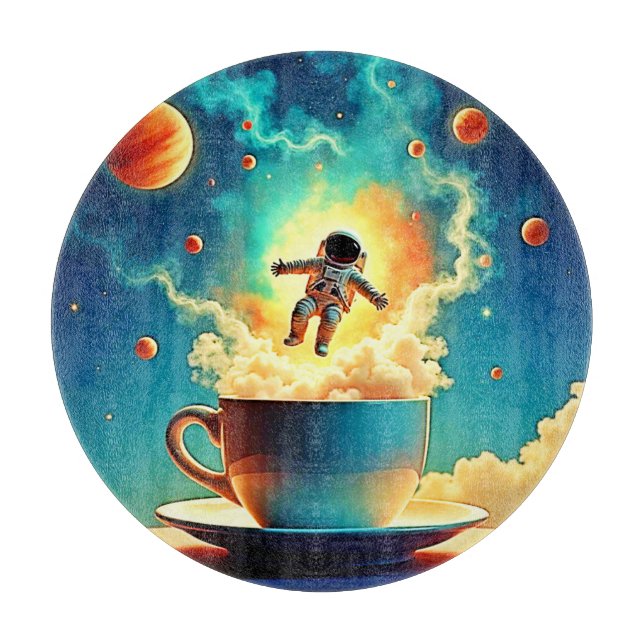 Astronaut Coffee Dream Cutting Board (Front)