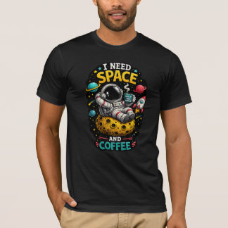 Astronaut Coffee Lover Space Humor T-Shirt Design
