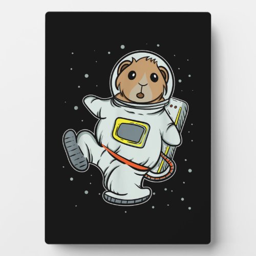 astronaut cosmic guinea pig floating in space cavy plaque