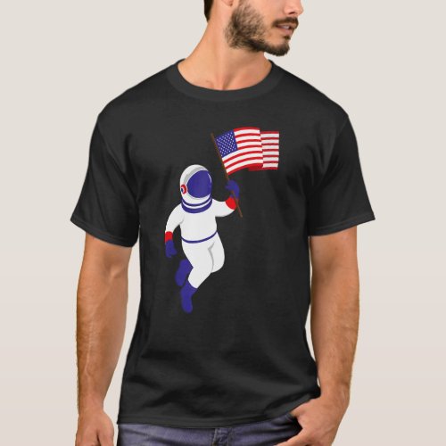 Astronaut Cosmonaut Patriotism Us 4th Of July Amer T_Shirt
