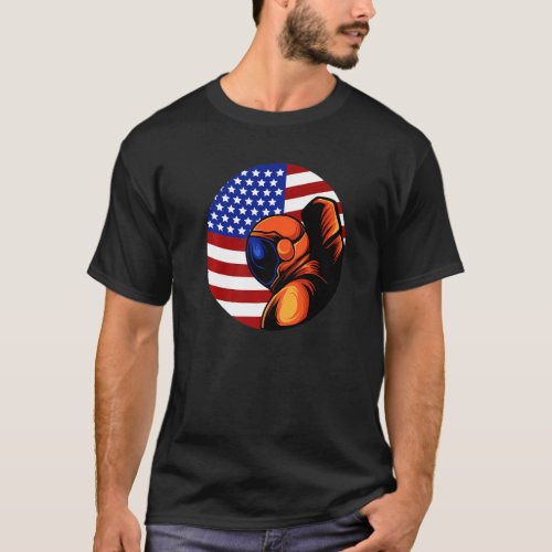 Astronaut Cosmonaut USA US American Flag Space Roc T_Shirt