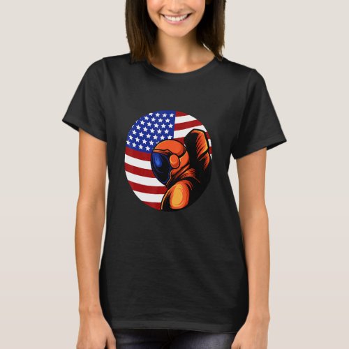 Astronaut Cosmonaut USA US American Flag Space Roc T_Shirt