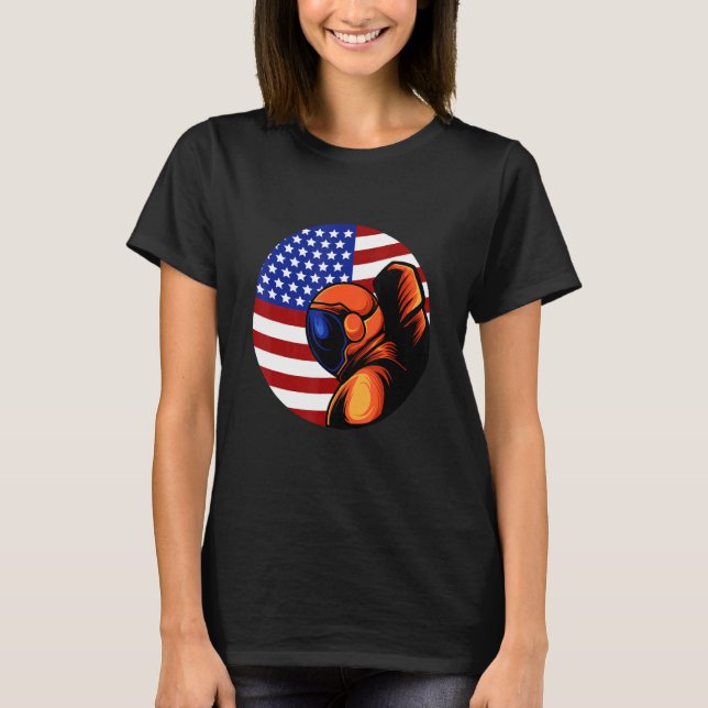 Astronaut Cosmonaut USA US American Flag Space Roc T-Shirt (Front)