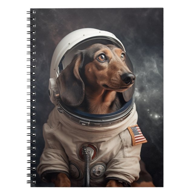 Astronaut Dachshund Kids School Notebook (Front)
