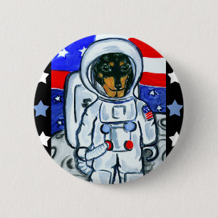 Astronaut dachshund pinback button