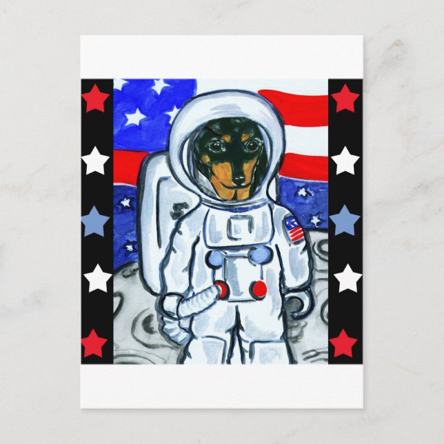 Astronaut dachshund postcard (Front)