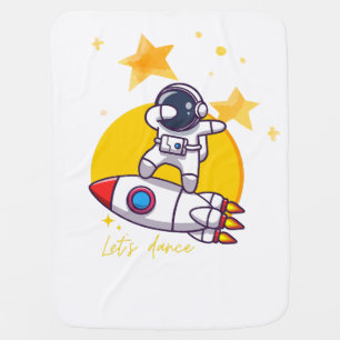 astronaut dance on a rocket baby blanket