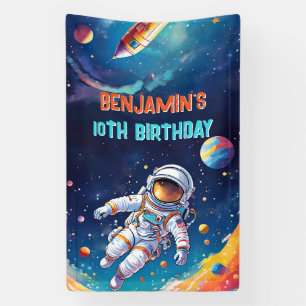 Astronaut Deep Space Sky Planets Photo Birthday Banner