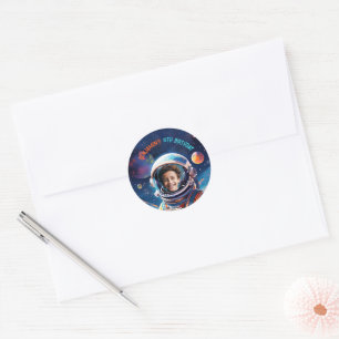 Astronaut Deep Space Sky Planets Photo Birthday Classic Round Sticker