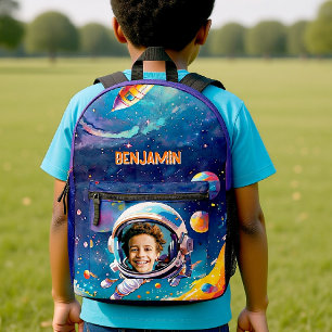 Astronaut Deep Space Sky Planets Photo Kids Gift Printed Backpack