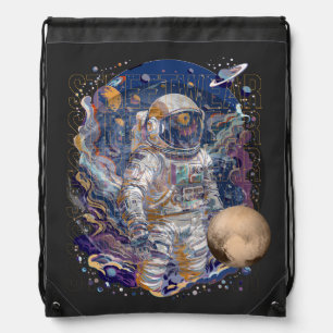 Astronaut design drawstring bag