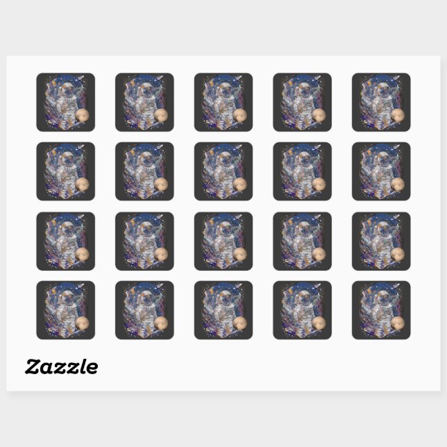 Astronaut design square sticker (Sheet)